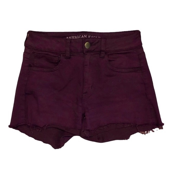 American Eagle Outfitters Super Stretch Hi-Rise Shortie Burgundy Shorts, size 4 - Picture 6 of 6